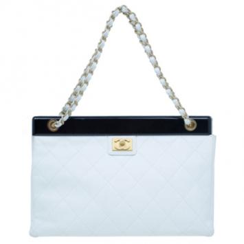 Chanel Black and White Caviar Shoulder Tote