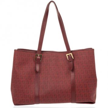 Fendi Red Zucchino Canvas Grande Shopping Bag