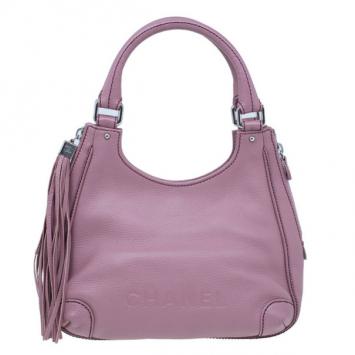 Chanel Pink Calfskin Style Tassel Hobo
