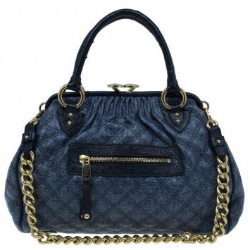 Marc Jacobs Blue Python Embossed Stam Satchel