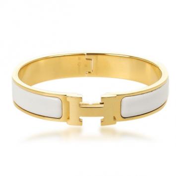 Hermès Clic H White Gold Plated Bracelet