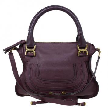 Chloe Purple Leather Small Marcie Satchel