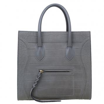 Celine Grey Phantom Croc Embossed Tote