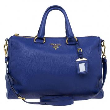 Prada Purple Vitello Daino Zip Tote
