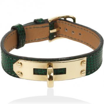 Hermes Kelly Green Lizard Bracelet