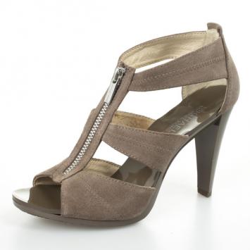 MICHAEL Michael Kors Beige Suede 'Berkley' T-Strap Sandals Size 37.5