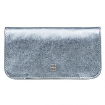 Carolina Herrera Silver Leather Flap Clutch