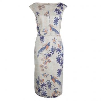 Pre Owned Tory Burch Beige Floral Print Dress M