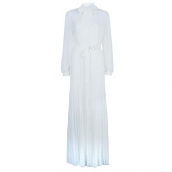 Alice by Temperley White Long Rose Pleated Dress M