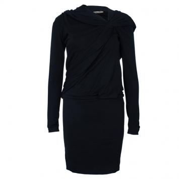 Balenciaga Black Shoulder Draped Dress S