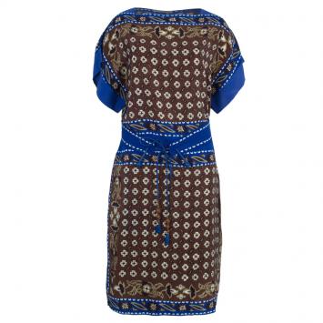 Chloe Multicolor Tile Print Belted Dress M