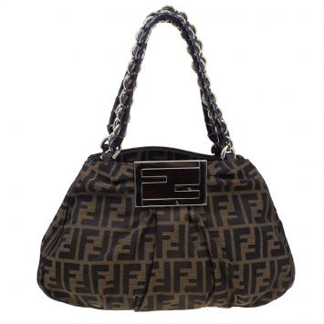 Fendi Zucca Monogram Canvas Small Mia Chain Tote