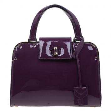 Saint Laurent Paris Purple Patent Leather Uptown Small Tote