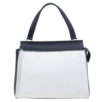 Celine Black & White Calfskin Leather Edge Shoulder Bag