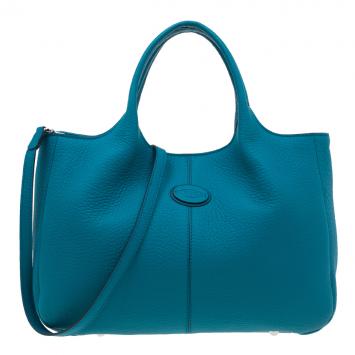 Tod's Blue Leather Dots Shopping Tote
