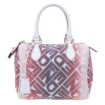 Pre Owned Fendi White and Red Forever Boston Bag