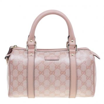 Gucci Pink Crystal Coated Canvas GG Small Joy Boston Bag