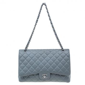 Chanel Grey Calfskin Classic Maxi Flap Bag