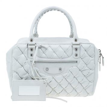 Balenciaga White Leather Matelasse Quilted Bag
