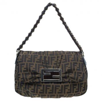 Fendi Classic Zucca Canvas Mia Flap Bag