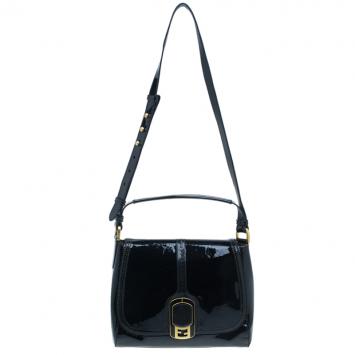 Fendi Black Patent Leather Anna Shoulder Bag