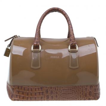 Furla Brown Rubber Candy Croco Satchel