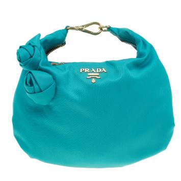 Prada Turquoise Nylon Small Rosette Pochette