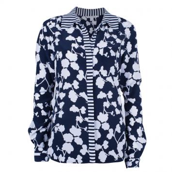 Diane Von Furstenberg Lorelei Orchid Print Silk Shirt L