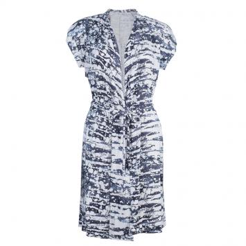 Diane Von Furstenberg Mindy Monochrome Marble Wrap Dress L