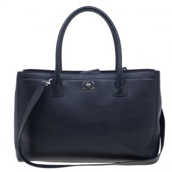 Chanel Black Leather Shopping Cerf Tote