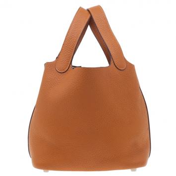 Hermes Orange Leather Picotin MM