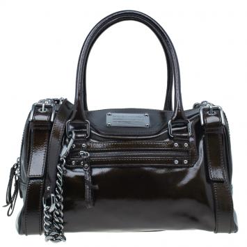 Dolce and Gabbana Brown Patent Miss Easy Way Satchel