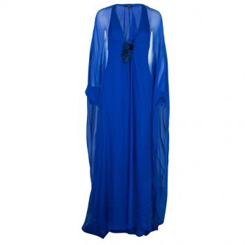 Gucci Blue Embellished Long Kaftan S