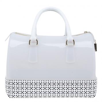 Furla White Rubber Candy Satchel