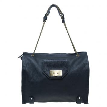 Chloe Black Leather Front Pocket Sally Tote