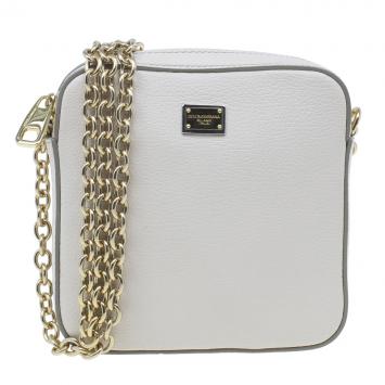 Dolce And Gabbana Beige Leather Crossbody Chain Bag