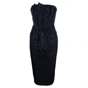 Giorgio Armani Swarovski Embellished Pleated Cocktail Dress M
