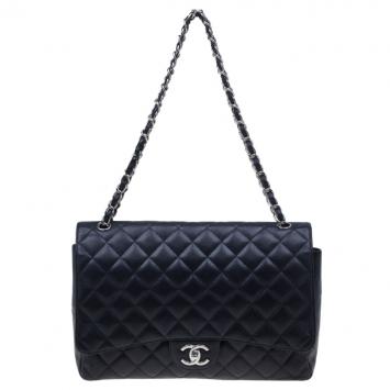 Chanel Black Caviar Maxi Classic Double Flap Bag