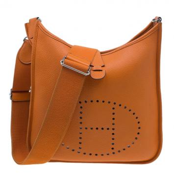 Hermes Orange Epsom Leather Evelyne III PM