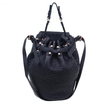 Alexander Wang Black Diego Textured Leather Bucket Bag
