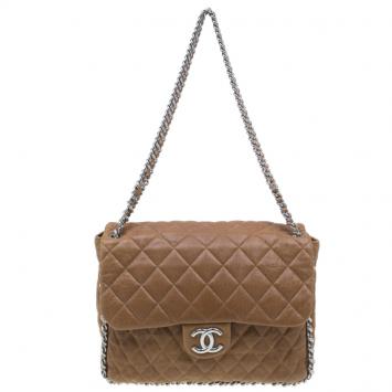 Chanel Brown Leather Maxi Chain Around Flap Bag