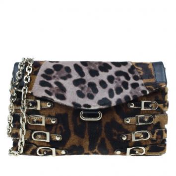 Jimmy Choo Leopard Pony Hair Biker Brix Convertible Clutch