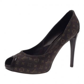 Louis Vuitton Monogram Idylle Canvas Romance Peep Toe Pumps Size 39