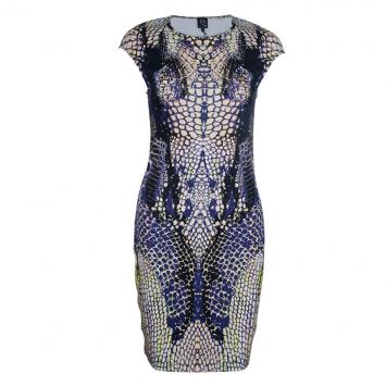 McQ By Alexander McQueen Crocodile Cap Sleeve Dress M