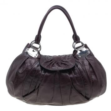 Miu Miu Brown Pleated Flap Hobo