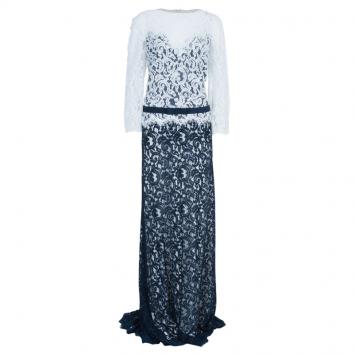 Tadashi Shoji Monochrome Lace Belted Dress XXL