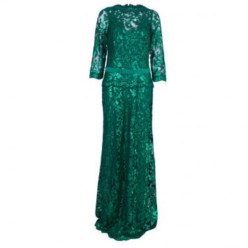 Tadashi Shoji Sequin Embellished Green Gown L