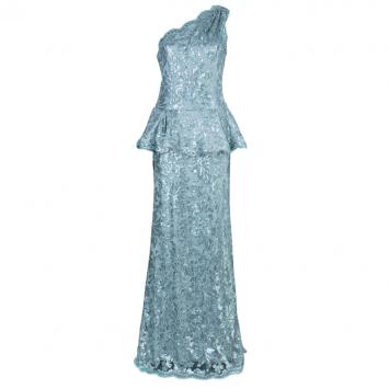 Tadashi Shoji Ice Sequin Embellished Peplum Gown M
