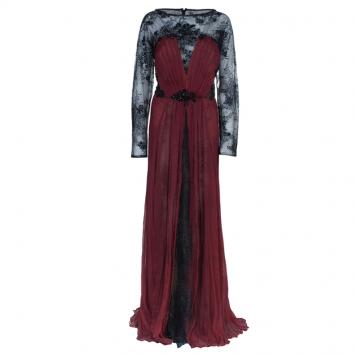 Tadashi Shoji Bead Embellished Ruched Chiffon Red Gown XXL