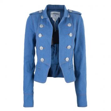 Pre Owned Chanel Denim Nautical Cropped Jacket S